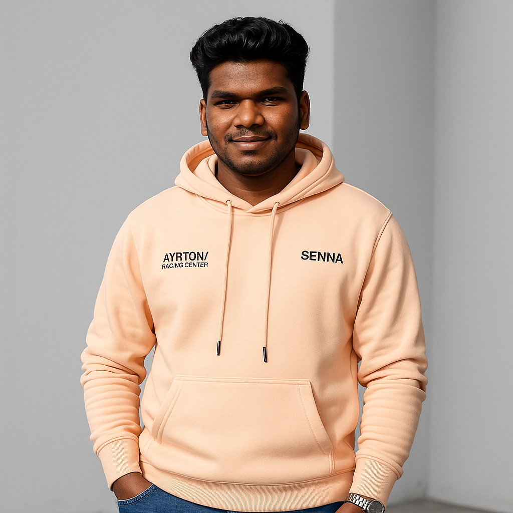 Ayrton Senna Racing Hoodie — Model Front View