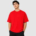 Plain Bright Red Oversized Dropshoulder T-Shirt