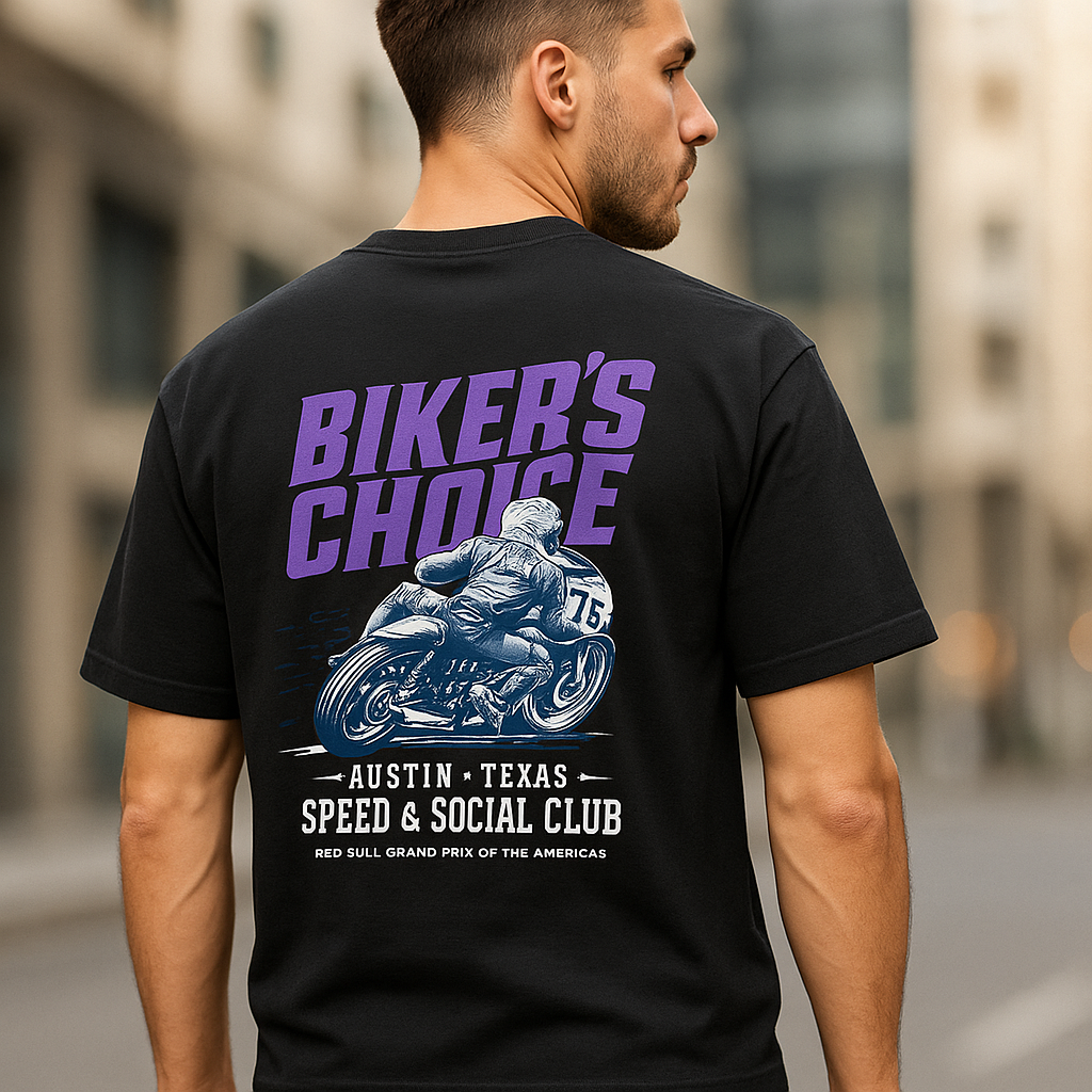 Biker's Choice Speed Club Tee — Model Back View
