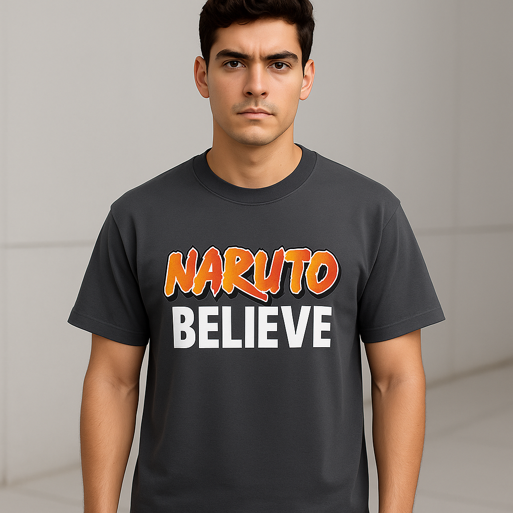 Naruto Believe Graphic Tee — AI Model Front