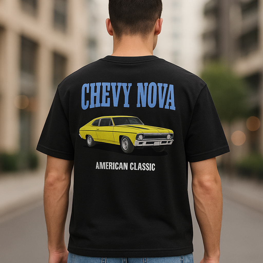 Chevy Nova American Classic Tee — Model Back View