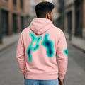 Topographic Wave Pink Hoodie — Model Back View