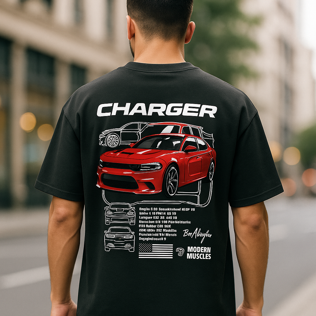 Modern Muscle Dropshoulder T-shirt — AI Model Back