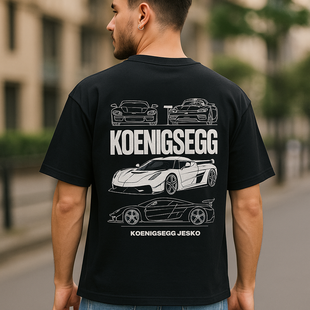 Koenigsegg Dropshoulder T-shirt — AI Model Back
