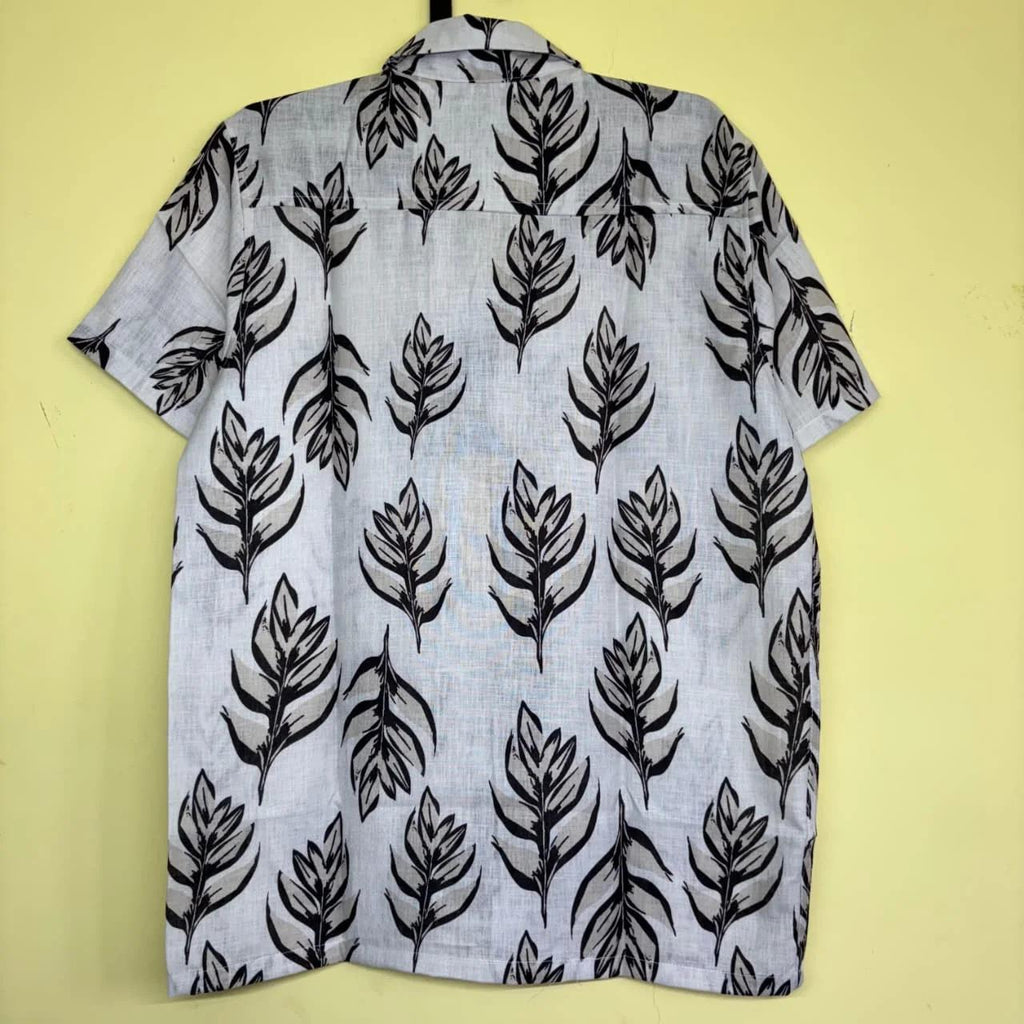 Botanical Leaf Print Shirt — Original Back