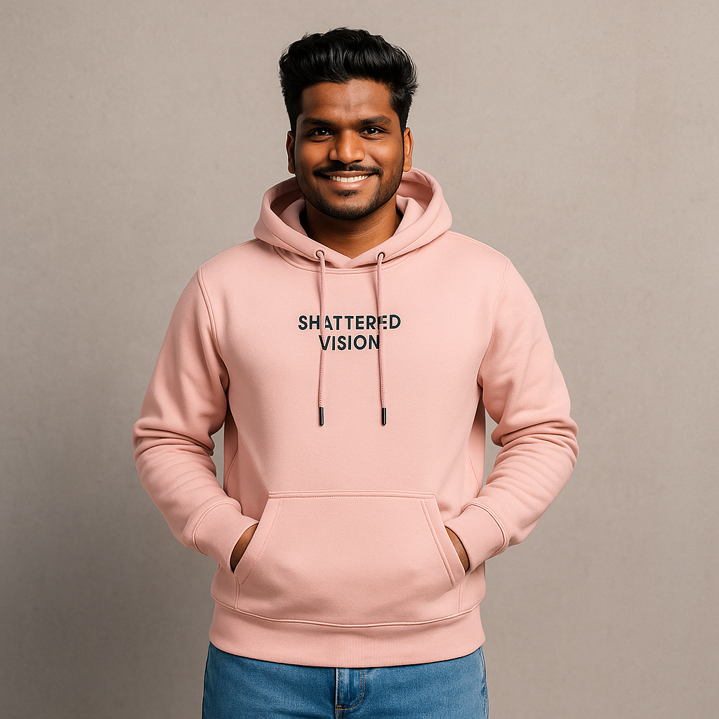 Shattered Vision Pink Hoodie — Model Front View
