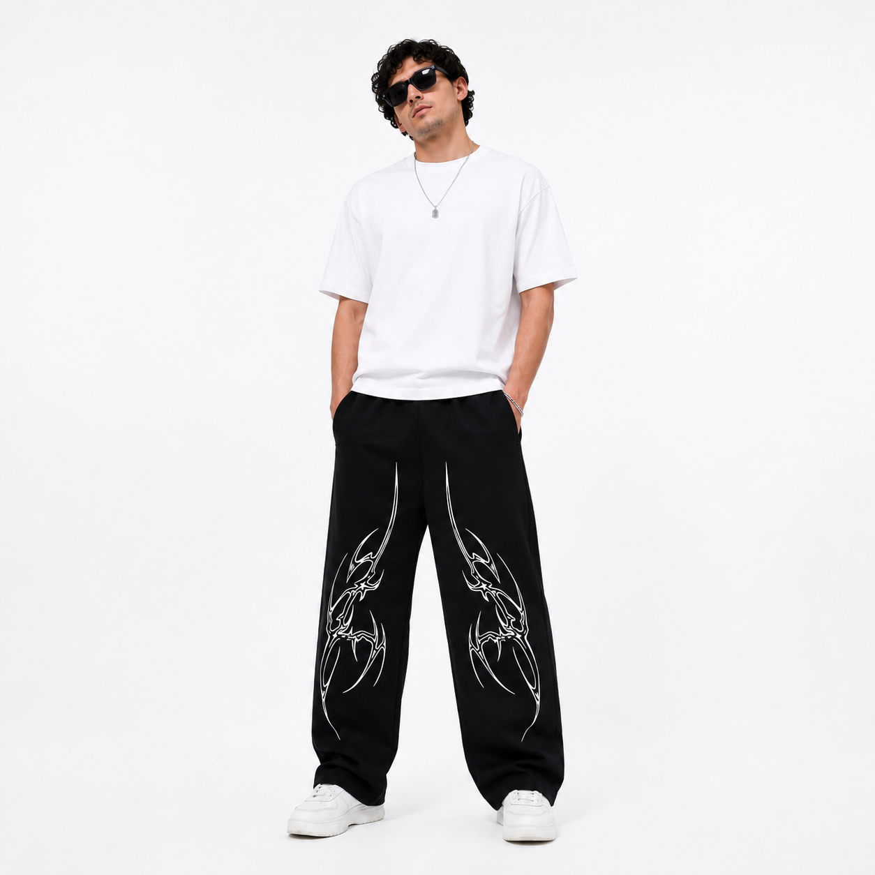 Casual Look Tribal Print Baggy Track D1
