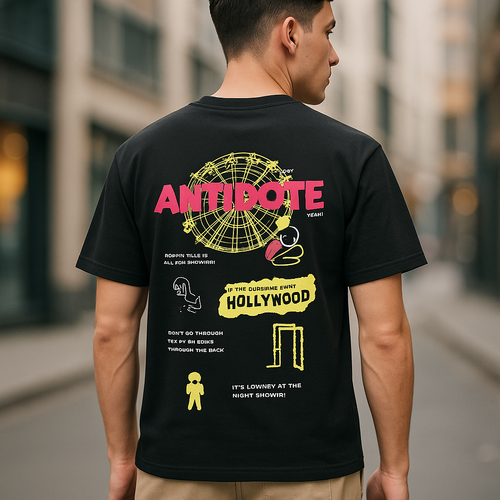 Antidote Hollywood Graphic Tee — Model Back View