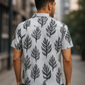 Botanical Leaf Print Shirt — Model Back View