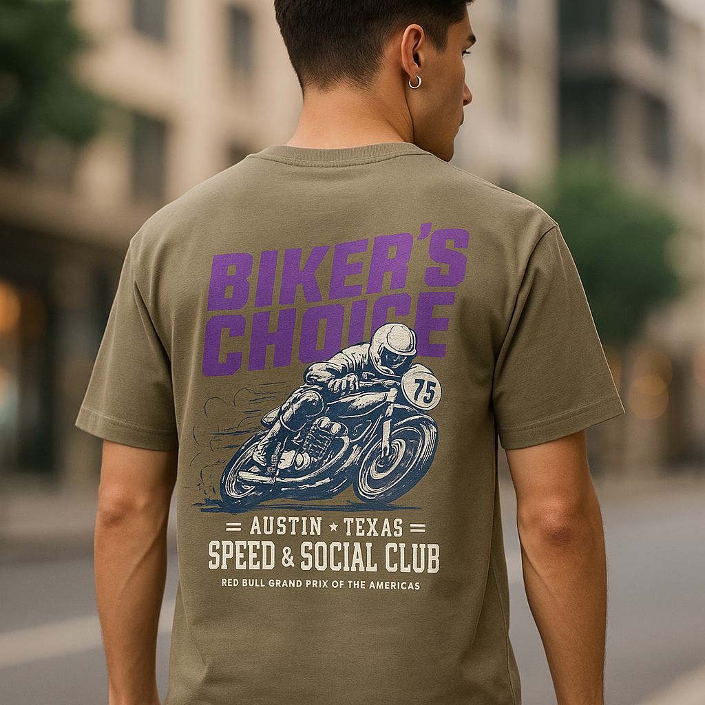 Biker's Choice Moto Tee — Model Back View