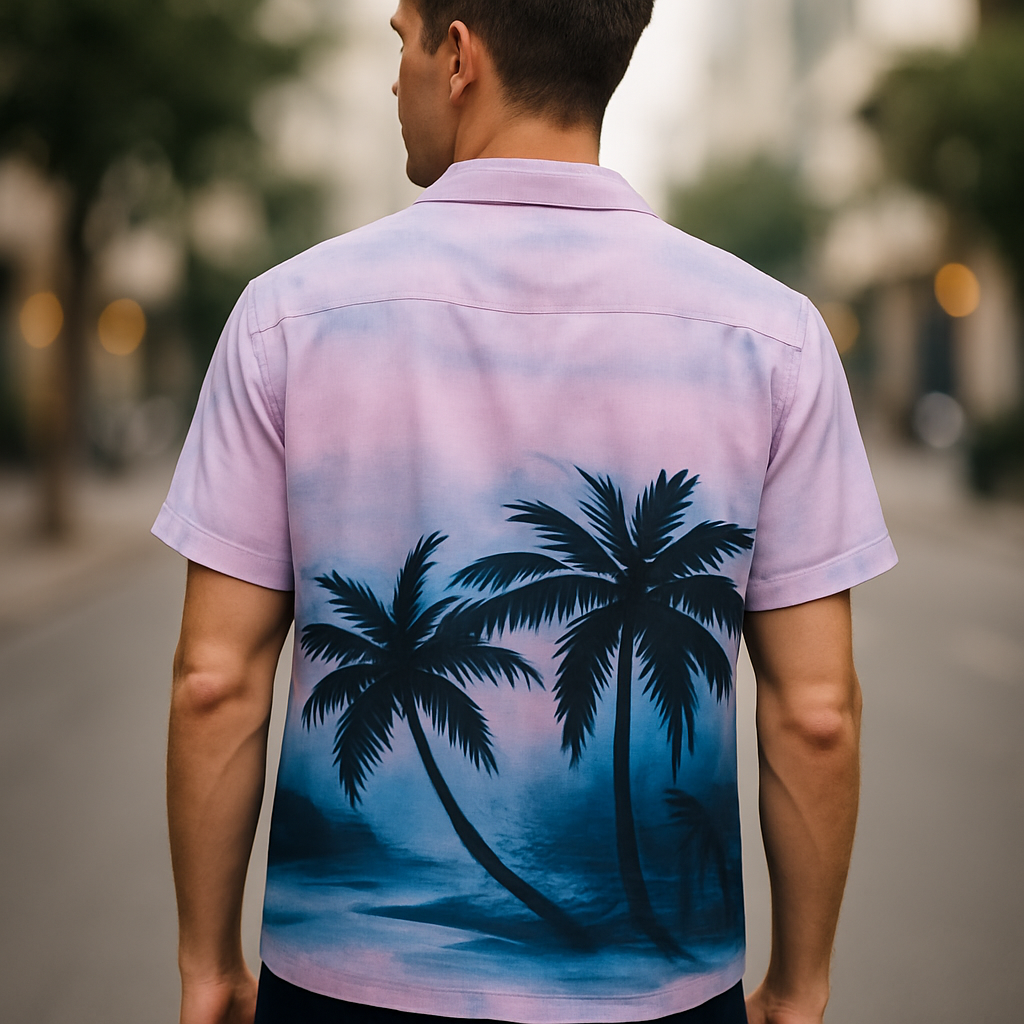 Tropical Sunset Hawaiian Shirt — Model Back View